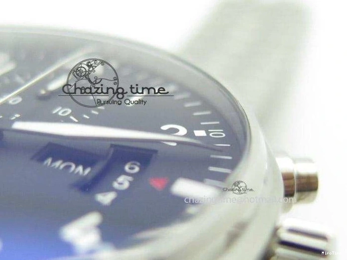 MIROTIME 0122 Minimalist Pilot Chrono 3777 43mm ZF 1:1 Best Edition Black Dial On SS Bracelet A 7364